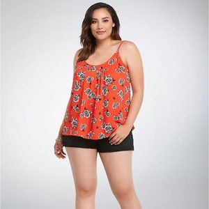 Torrid  Floral Georgette Red Orange Cami Tank Top